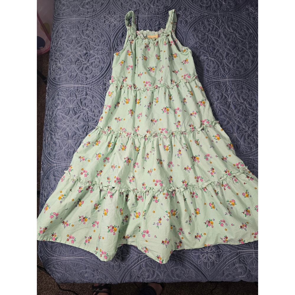 Thereabouts Floral Tiered Sundress Sage Green Dress Girls Size 7/8
